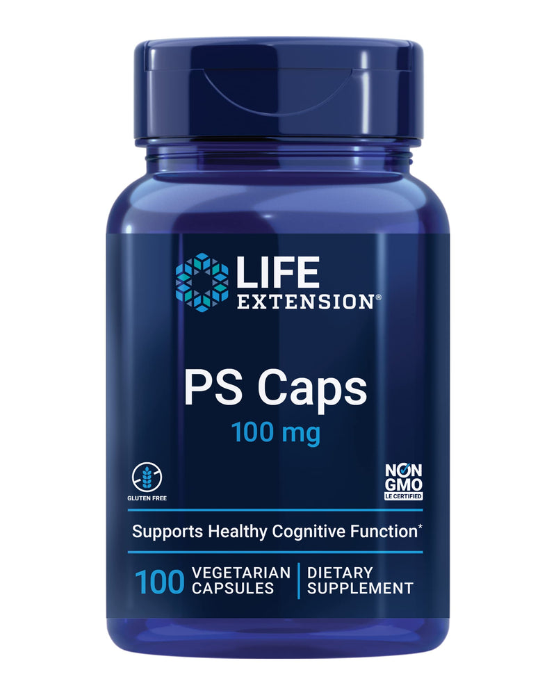 Life Extension PS Caps, phosphatidylserine, for Cognitive Performance, Gluten-Free, Non-GMO, Vegetarian, 100 Capsules