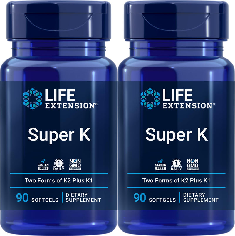 Life Extension Super K, 90 Softgels (Pack of 2) – Triple Vitamin K Formula
