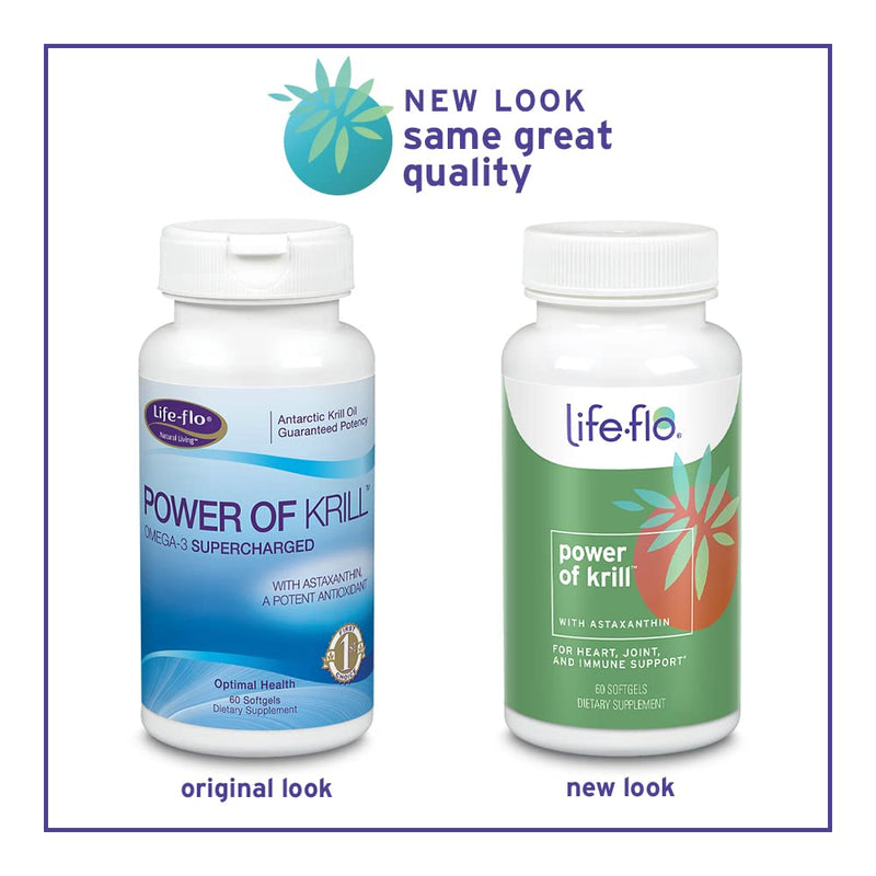 LIFE-FLO Power of Krill | Antarctic Krill Oil with Omega-3s & Astaxanthin | Immune, Heart & Joint Formula | 60ct, 30 Serv