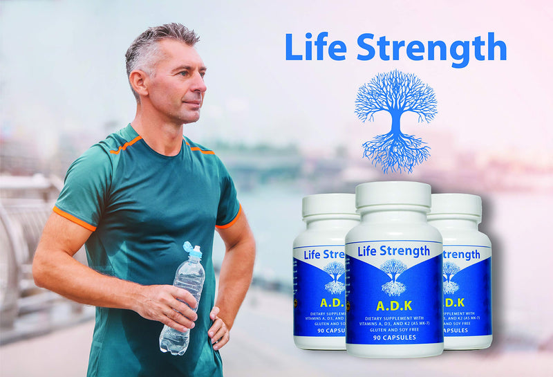 LifeStrength ADK Supplement (90 CT) – A1, D3 & K2 (MK7) for Bone & Immune Health – Pack of 2
