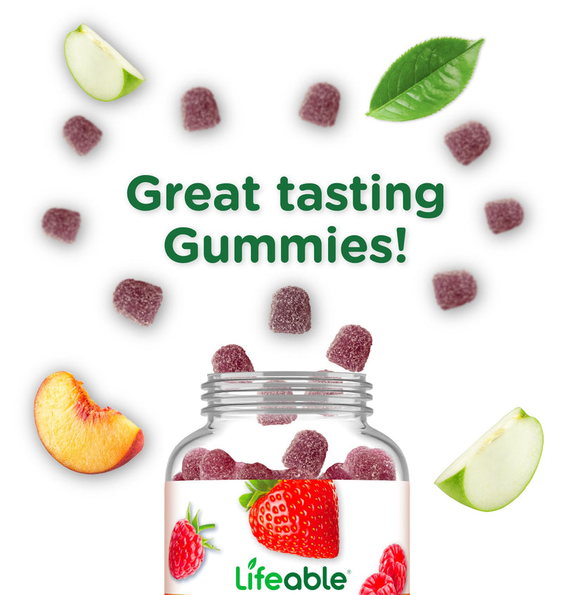 Lifeable Ashwagandha Gummies with Lemon Balm & Ginseng | Equivalent to 2100mg | Vegan Non GMO Ashwagandha Supplement | for Women and Men | 60 Gummies
