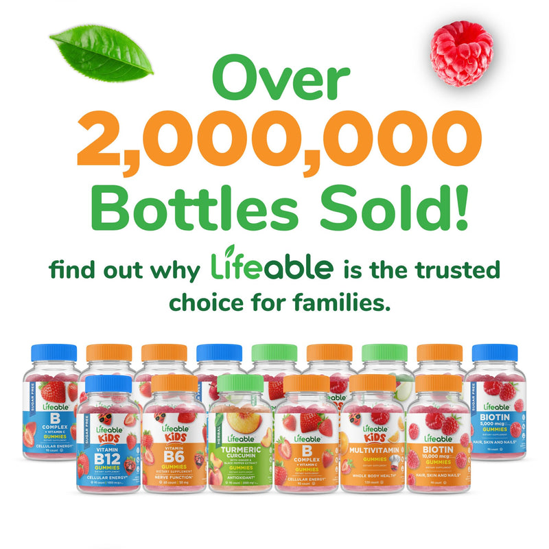 Lifeable Sugar Free Biotin Gummies 5000mcg | Hair, Skin & Nails | 90 Gummies
