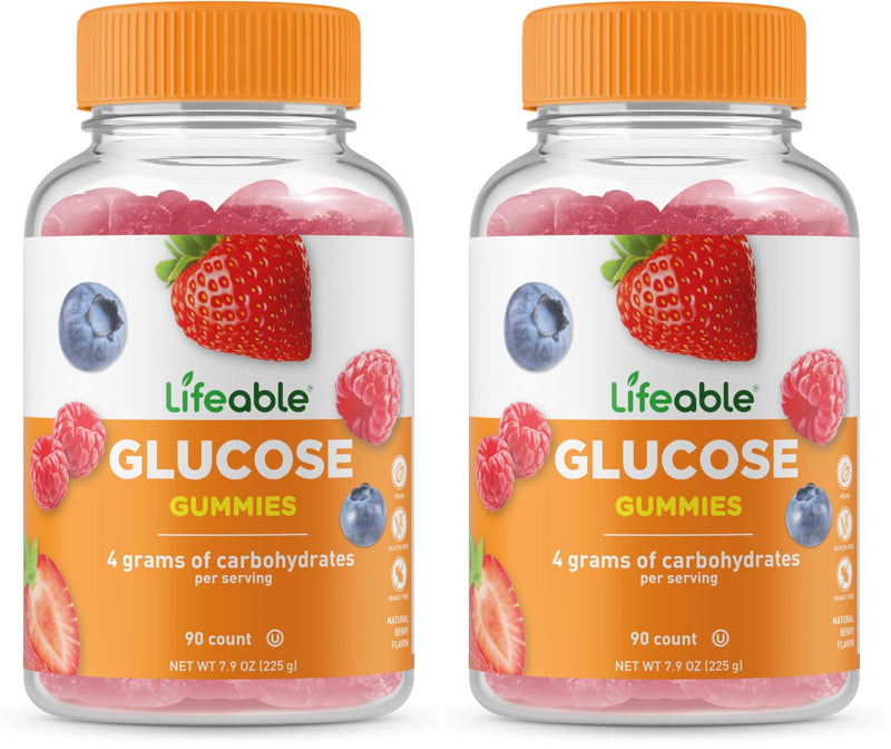 Lifeable Glucose Gummies – Mixed Berry, Gluten Free & Non-GMO (90 Gummies Pack)