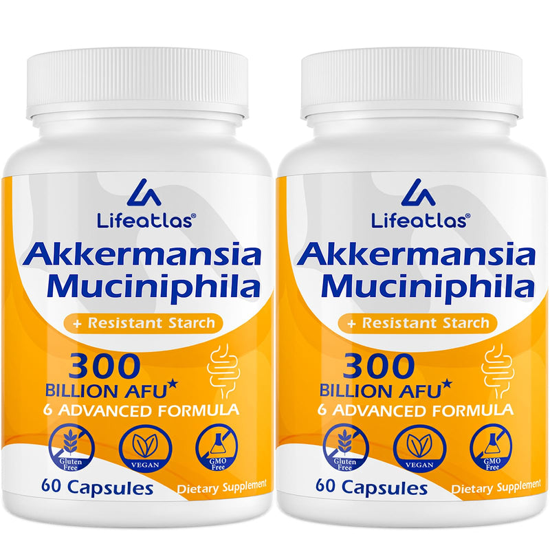 Lifeatlas Akkermansia Probiotic — 300 Billion AFU, 6-in-1 Gut Health, 120 Caps
