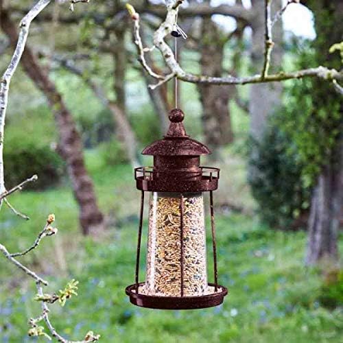 Lantern Bird Feeder Hanging Metal Seed Feeder for Wild Birds