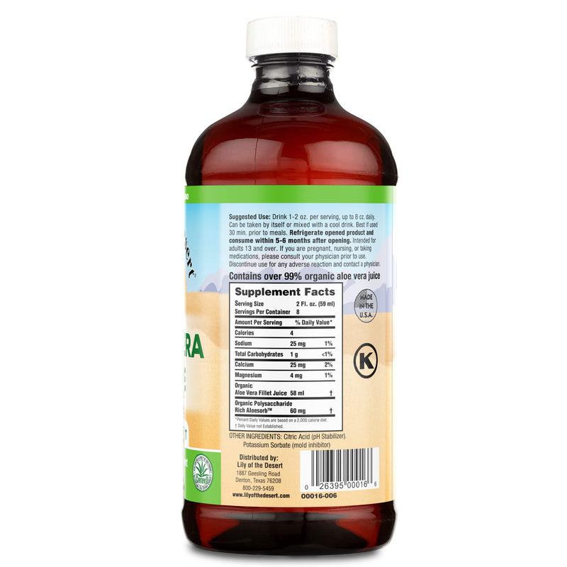 Lily Of The Desert Aloe Vera Juice Drink - Inner Fillet, Vegan, Gluten Free, 16 oz