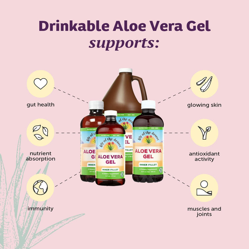 Lily Of The Desert Organic Aloe Vera Juice 2-Pack – Inner Fillet, Gut Health & Digestive Support, 32 Fl Oz Ea
