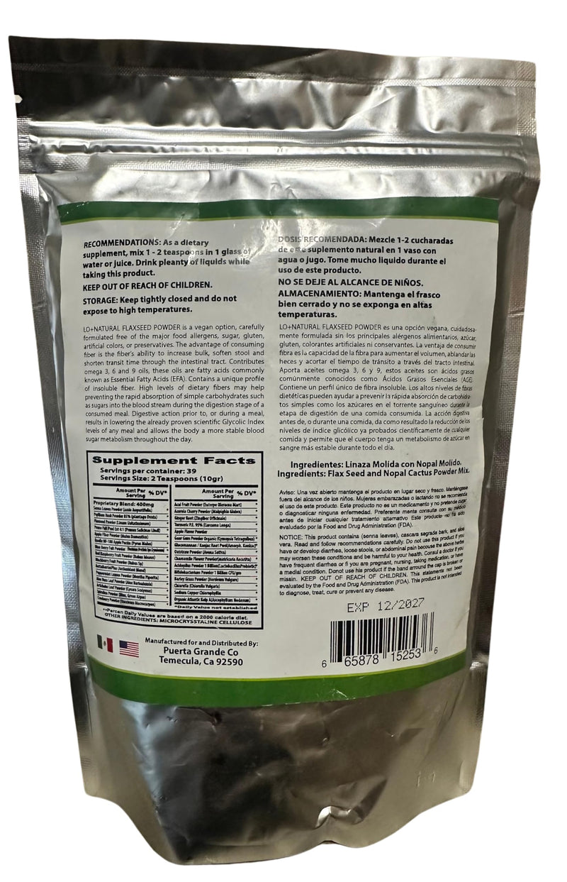Linaza con Nopal Forte – 8 oz – 100% Natural Flaxseed & Nopal Cactus Powder – Fiber-Rich Digestive Support – Ground Blend Dietary Supplement – Vegan & Non-GMO (Pack of 2)