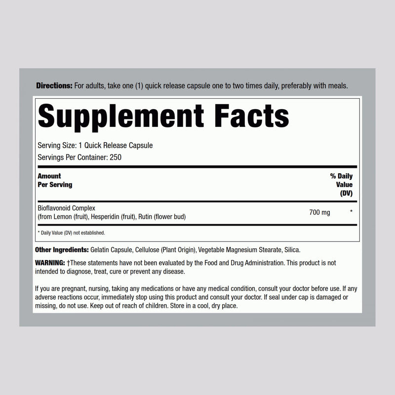 Lindberg Lemon Bioflavonoid Complex - 700mg, 250 Caps | Non-GMO, Gluten Free