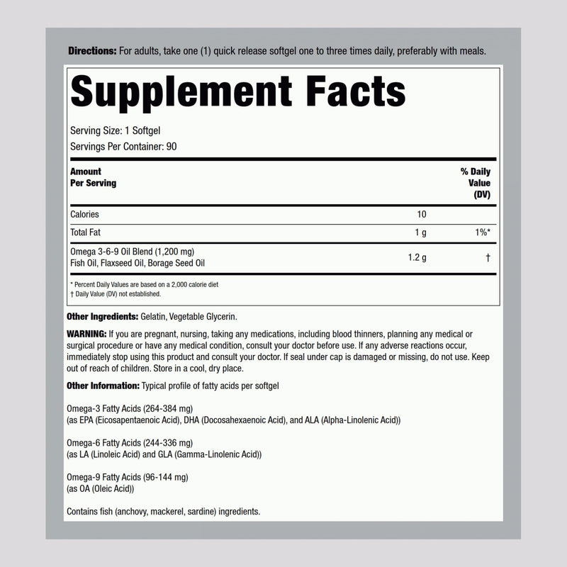 Lindberg Omega 3-6-9 Supplements 1200mg | 90 Softgels | Non-GMO Gluten Free | Pack of 2
