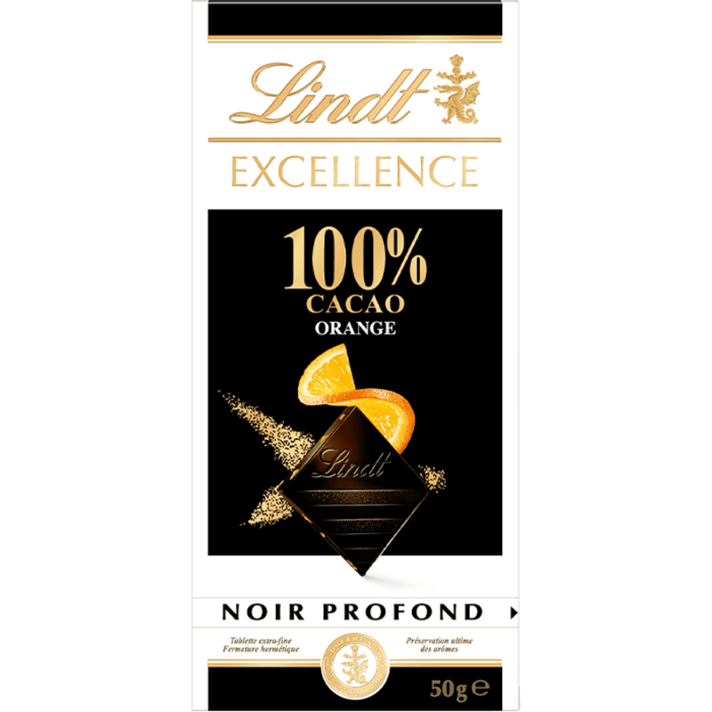 Lindt Excellence | Orange 100% Cacao Dark Chocolate | 50g Bar - InStock