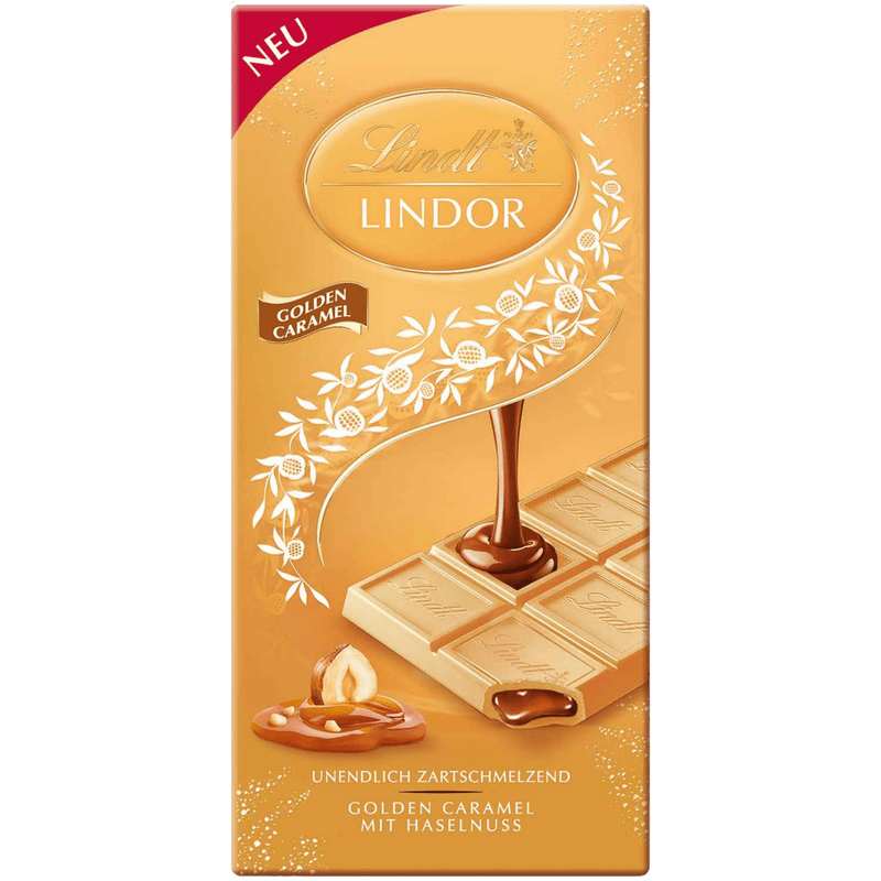 Lindt Lindor | Golden Caramel & Hazelnut Chocolate Bar | 100g - InStock