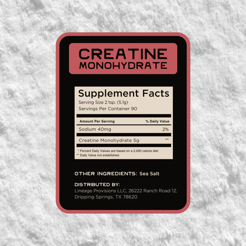 Lineage Provisions Micronized Creatine Monohydrate with Sea Salt – Micronized Creatine Powder for Training & Performance | 90 Servings