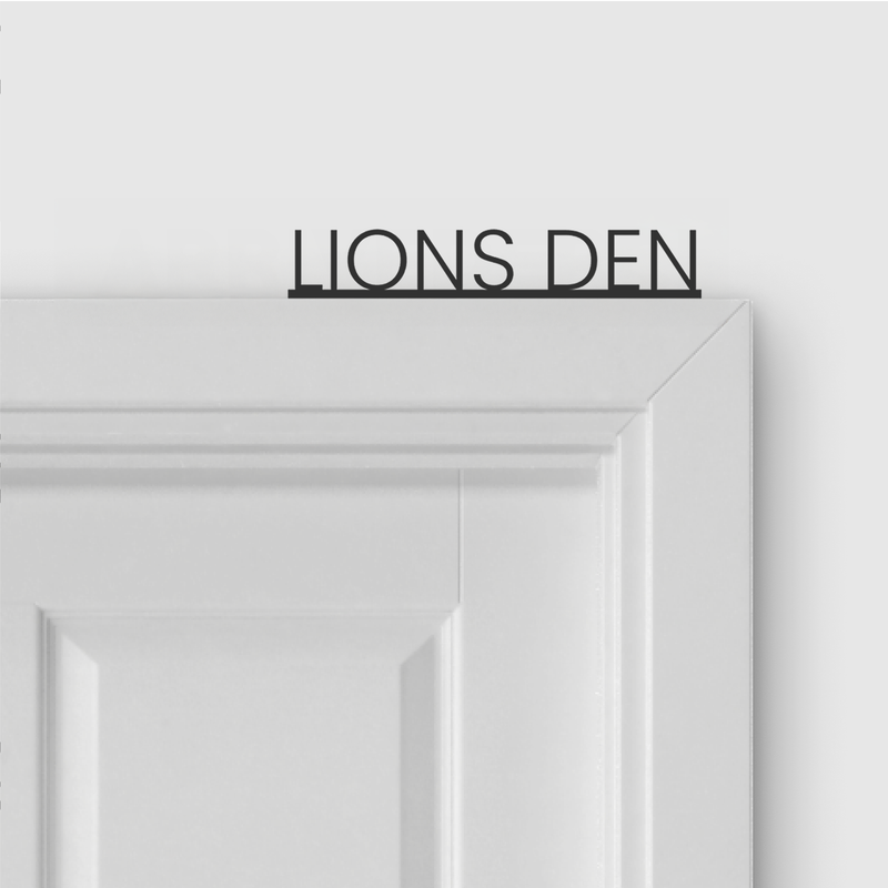 LIONS DEN door topper and door tag