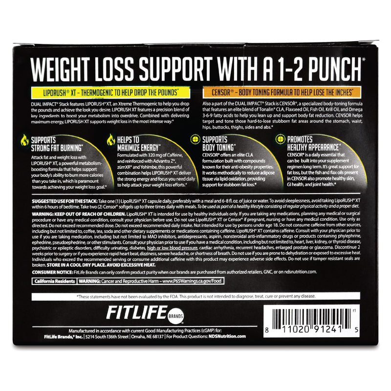 LIPORUSH NDS Dual Impact Weight Loss Stack – Thermogenic + CLA Toner