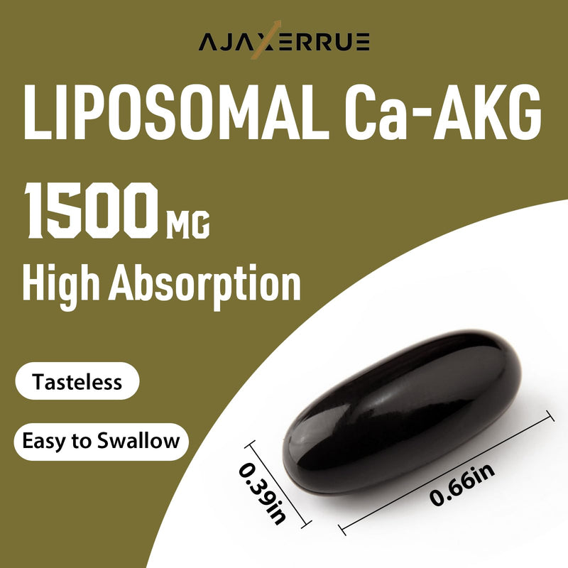 AJAXERRUE Liposomal Calcium AKG 1500 MG | Energy, Longevity & Metabolic Support | 180 Softgels