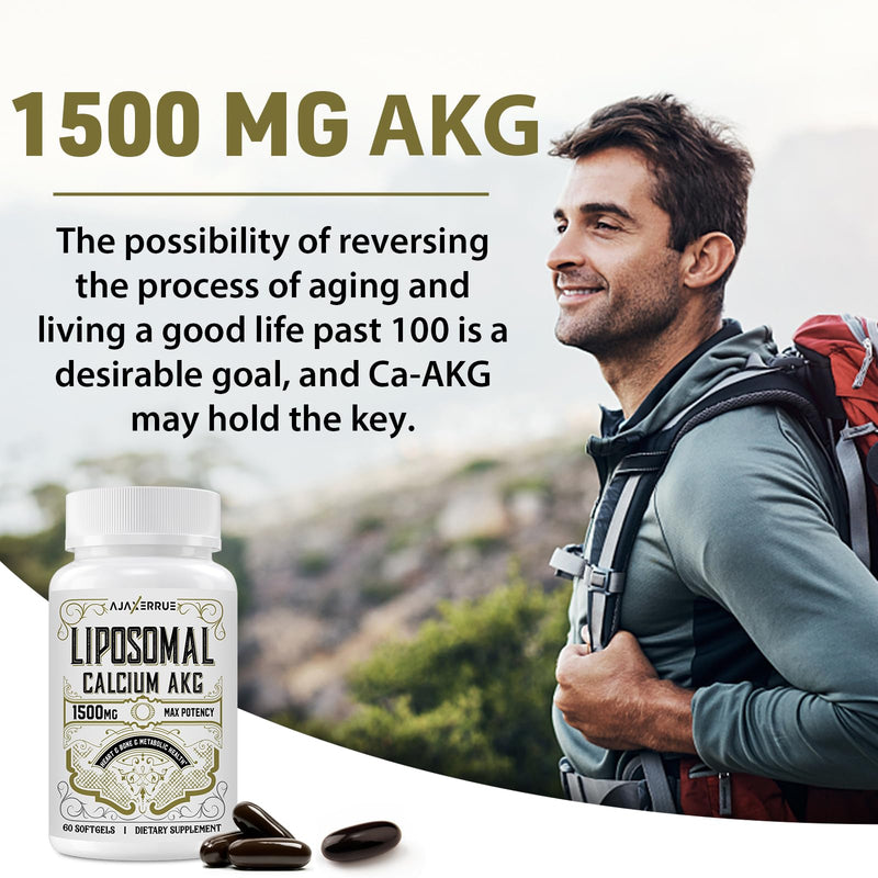 AJAXERRUE Liposomal Calcium AKG 1500 MG | Energy, Longevity & Metabolic Support | 180 Softgels