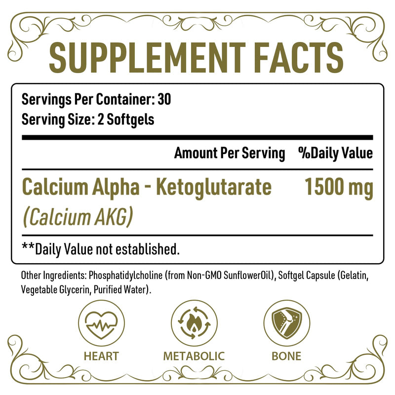 AJAXERRUE Liposomal Calcium AKG 1500 MG – Enhanced Absorption, Longevity & Energy Support, 240 Softgels