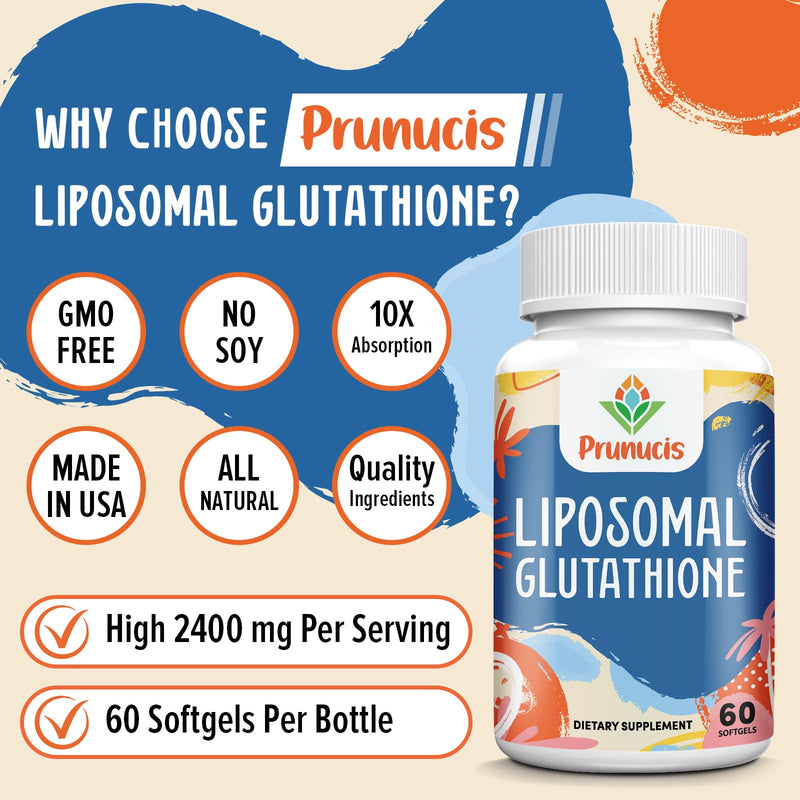 Prunucis 2400MG Liposomal Glutathione — Vitamin C, Milk Thistle, Alpha-Lipoic Acid, 480 Softgels