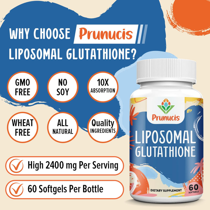 Prunucis 2400MG Liposomal Glutathione with Vitamin C, Milk Thistle & Alpha-Lipoic Acid – High Absorption, 360 Softgels