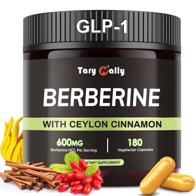 Liposomal GLP-1 Supplement for Metabolic Support - Berberine 600mg + Bergamot & Cinnamon - 180 Capsules (90-Day Supply)