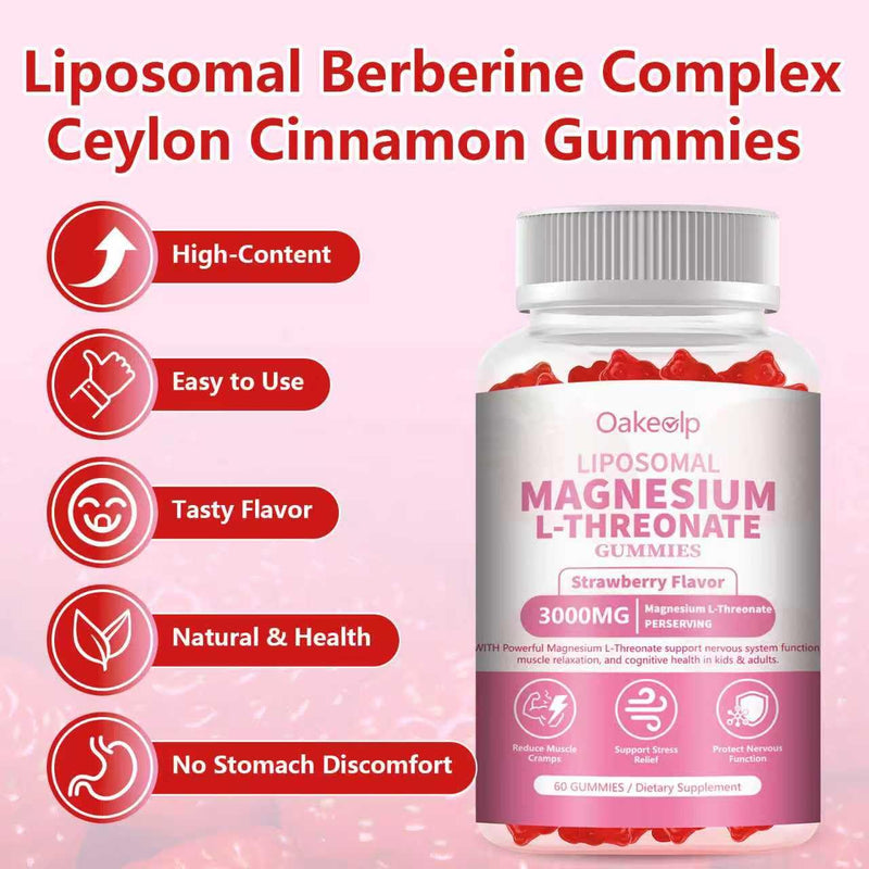 2 Pack Liposomal Magnesium Threonate Gummies – High-Potency 3000mg, 98% Absorption | Magnesium L-Threonate for Muscle & Nervous System (Kids & Adults)