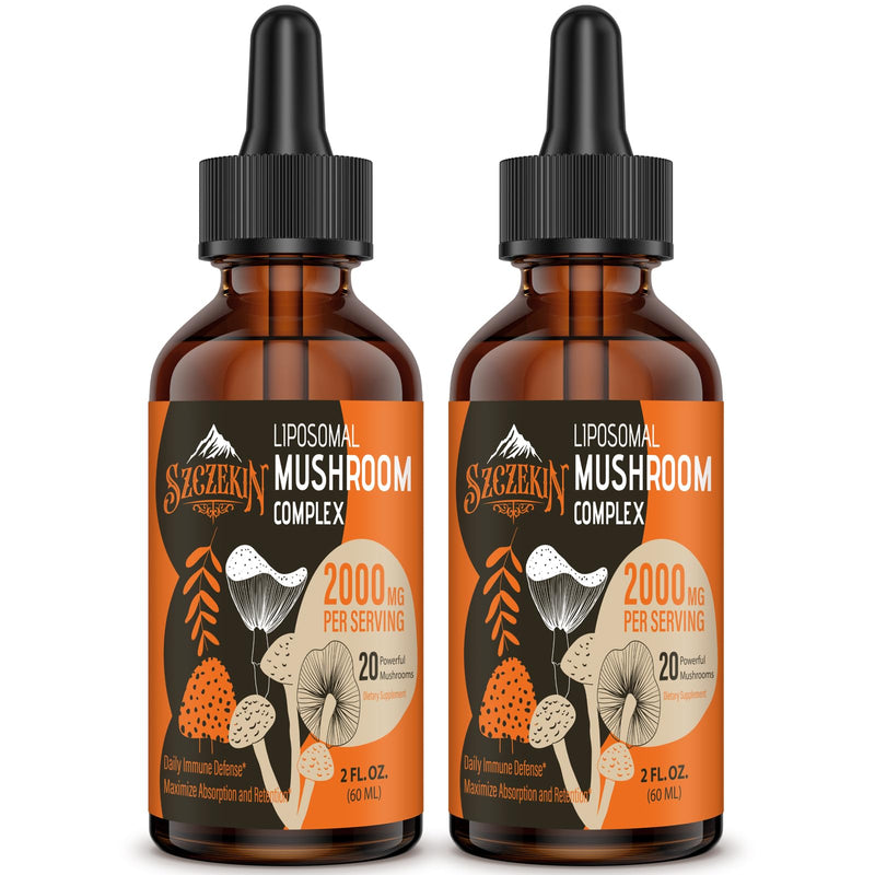 Liposomal Mushroom Drops 2000 MG – 20 Organic Extracts for Immunity & Focus
