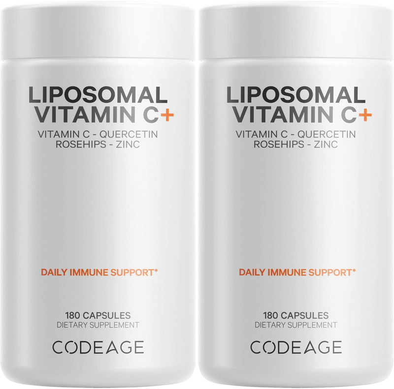 Codeage Liposomal Vitamin C 1500mg with Zinc & Elderberry – Vegan, Non-GMO, 2-Pack