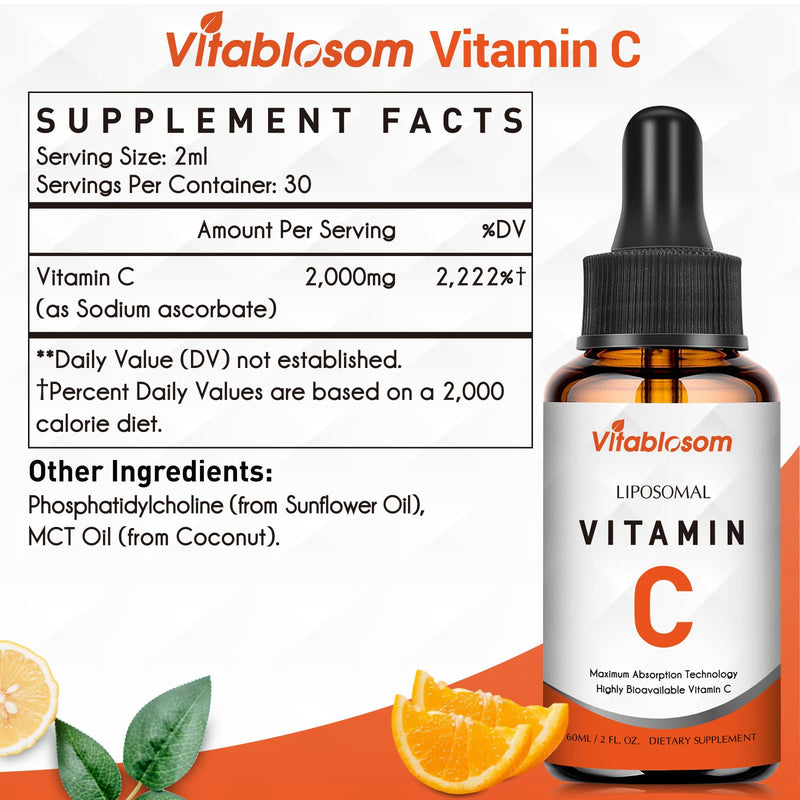 Liposomal Vitamin C 2000mg Liquid for Adults – Immune Support & Antioxidant