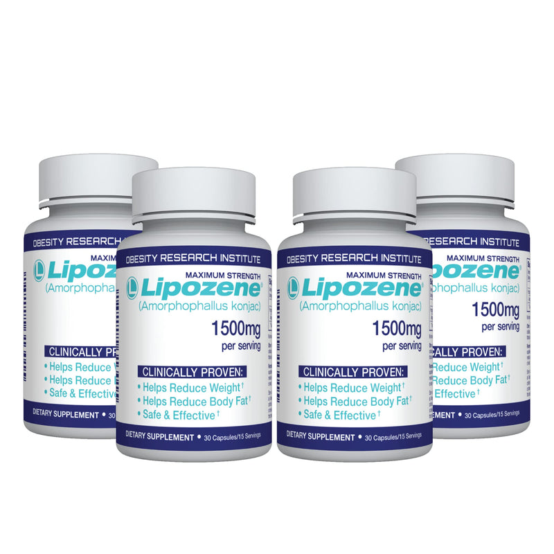 Lipozene Diet Pills – 4 Bottles (120 Capsules) Fiber-Based Appetite Control