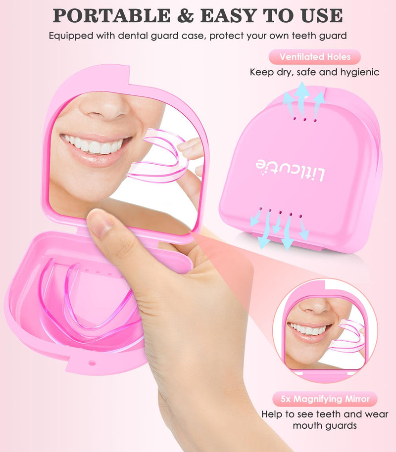 Litlcutie Mouth Guard for Teeth Grinding at Night – 4 Pack with 2 Mirror Cases