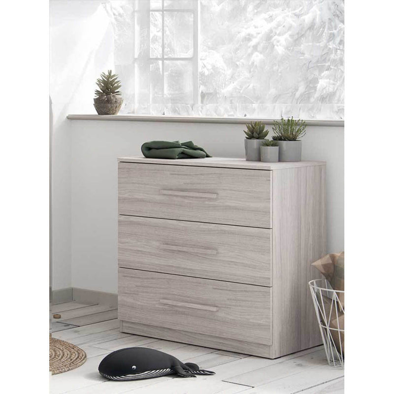 Little Acorns Amalfi 3 Piece Nursery Furniture Set with Cot Bed, Dresser and Wardrobe - Grey Ash