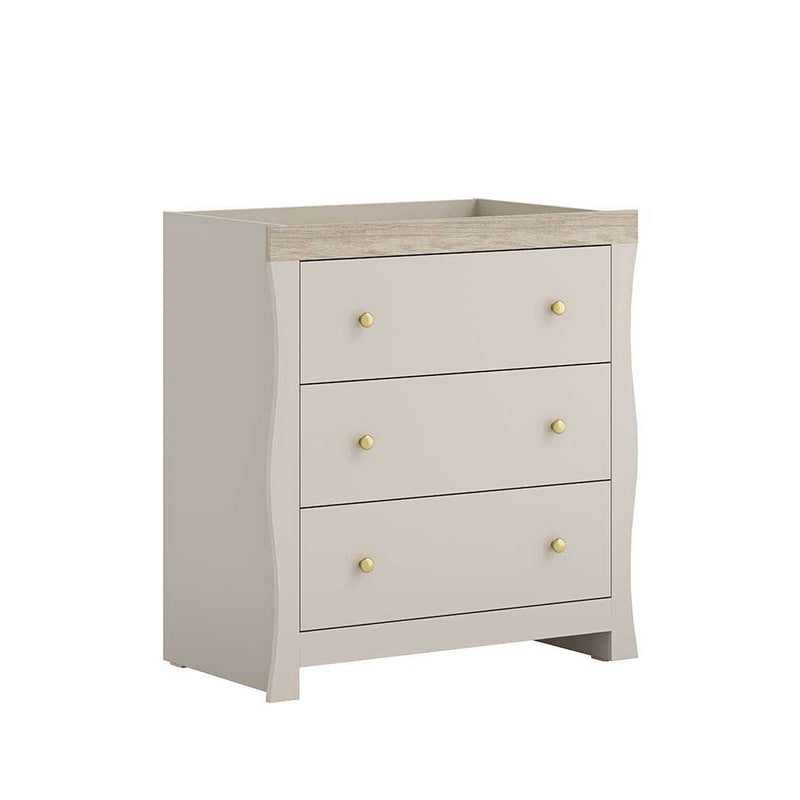 Little Acorns Celeste 2 Piece Nursery Furniture Set with Cot Bed, Under Drawer and Dresser - Cashmere & Grey Ash