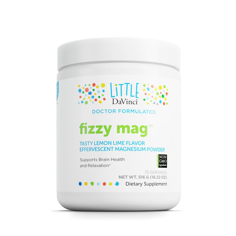 Little DaVinci Fizzy Mag – Magnesium Supplement for Kids | Brain Health, Relaxation & Behavior* | with Calcium, Riboflavin, and More – Lemon Lime 516 g, 75 Servings