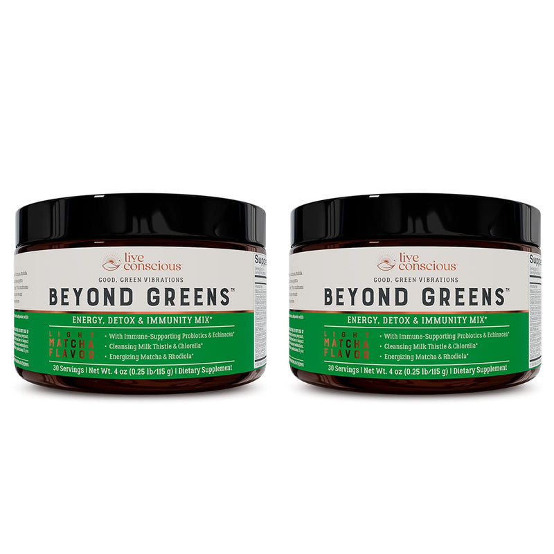 Live Conscious Beyond Greens Matcha Powder – Immune Support & Energy, 2-Pack (30 Servings)