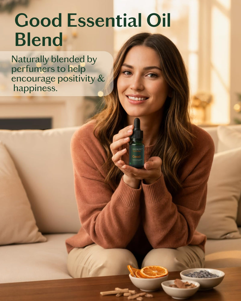 LIVEDROPS 24/7 Good Essential Oil Blend – Bergamot, Palmarosa & Sandalwood | Daytime Aromatherapy