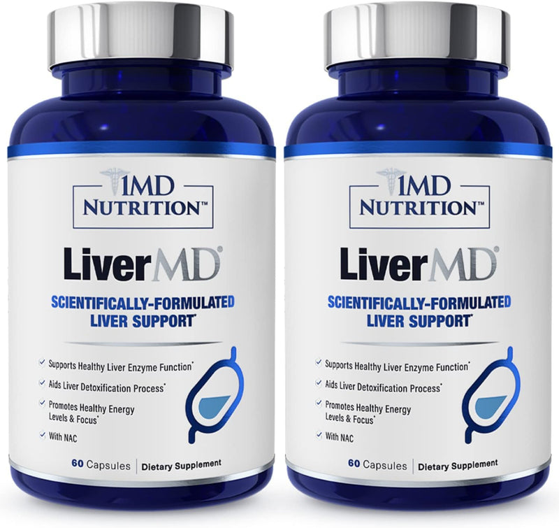 1MD LiverMD Liver Support Supplement | Siliphos Silybin for High Bioavailability | 60 Capsules (2-Pack)