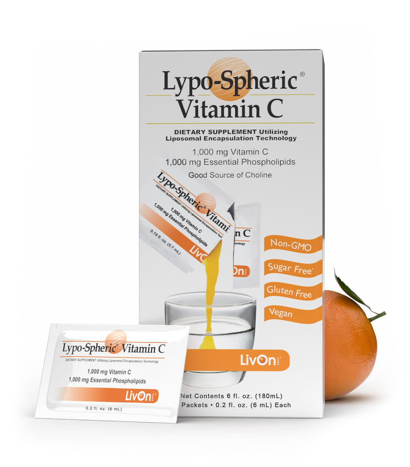 LivOn Laboratories Lypo-Spheric Vitamin C 1000 mg + 1000 mg Phospholipids per Packet | Liposome-Encapsulated, Non-GMO, 30 Packets