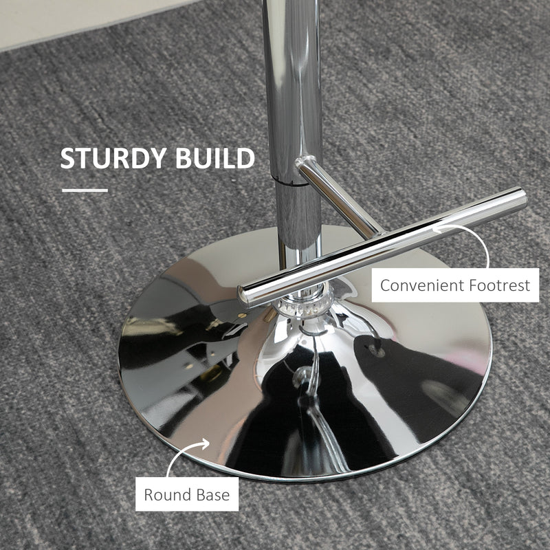 HOMCOM Adjustable Bar Stools Set of 2, Swivel Bar Chairs w/ Back Footrest, Grey