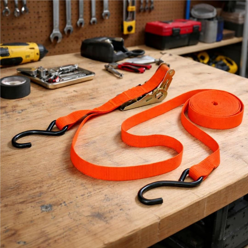 Heavy Duty Ratchet Tie Down Strap with Double J Hooks