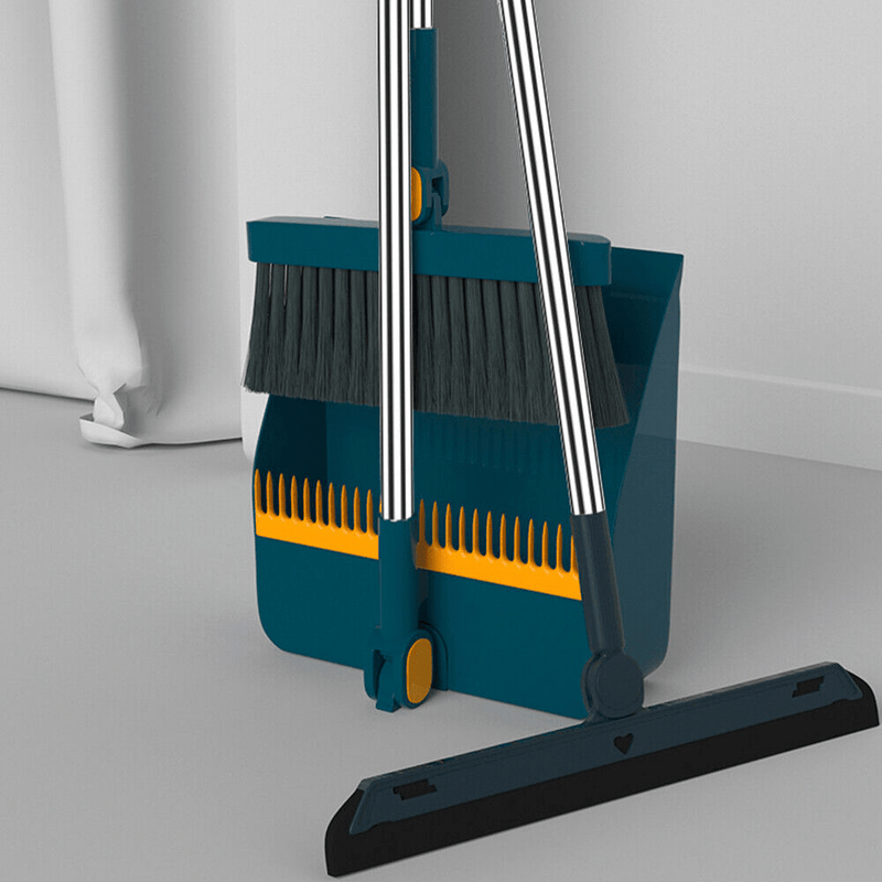 Long Handled Dustpan and Brush Set Strong Metal Handle Dust Pan & Broom Sweeper - InStock