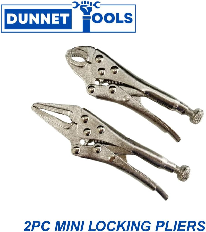 Mini Locking Pliers Set Long Nose and Round Nose 2pc