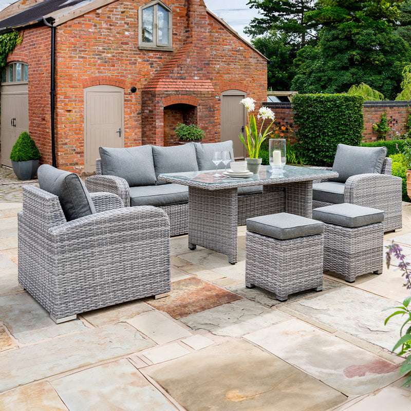 Longbeach 5 Seat Garden Lounge Set with Wicker Finish
