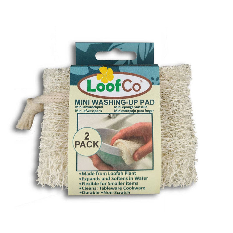 LoofCo Mini Washing-Up Pads 2-Pack – Natural Loofah Dish Sponges