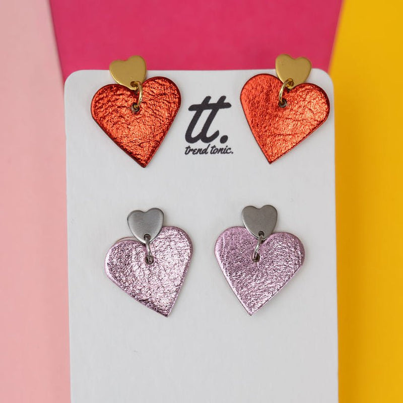 Lovestruck Leigh red mini heart stud earrings