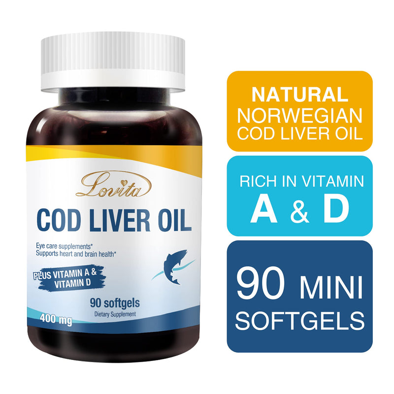 Lovita Norwegian Cod Liver Oil - High Absorption TG, Burpless, 90 Softgels (Pack of 3)