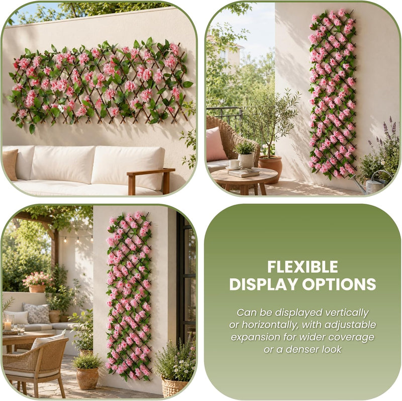 Expandable Faux Pink Blossom Trellis