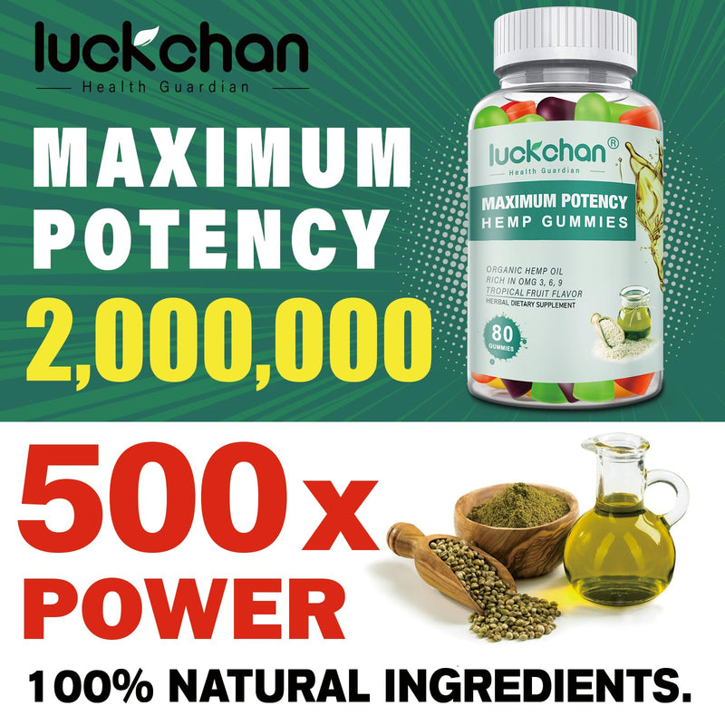 LUCKCHAN Hemp Gummies Advanced Extra Strength – 4-Pack for Sleep, Pain & Anxiety
