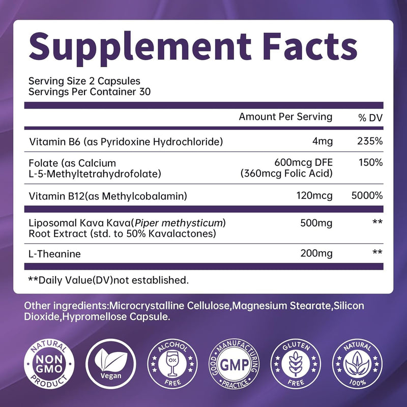 Lukaree Kava Kava Root Extract Liposomal Capsules with L-Theanine – 2 Pack