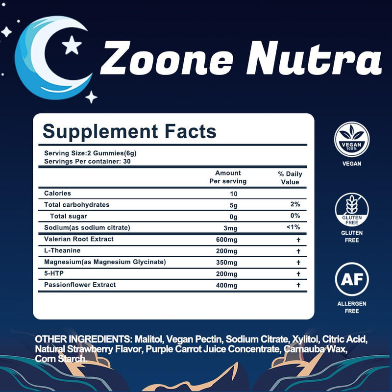 Zoone Nutra Lulla-Bites Sleep Gummies – Melatonin-Free Strawberry (60 Count)